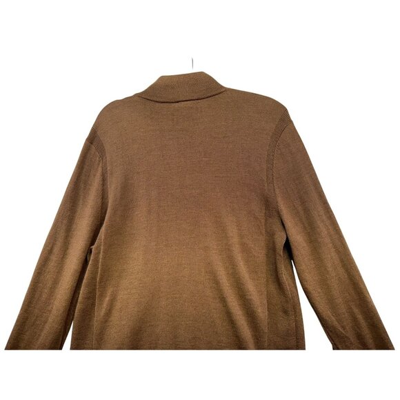 Express Mens Merino Wool Blend 1/4 Knit Sweater Large Brown - Picture 13 of 13